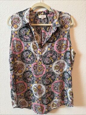 LOFT Sleeveless Paisley Medallion Camisole in Pink, White, Black, Yellow